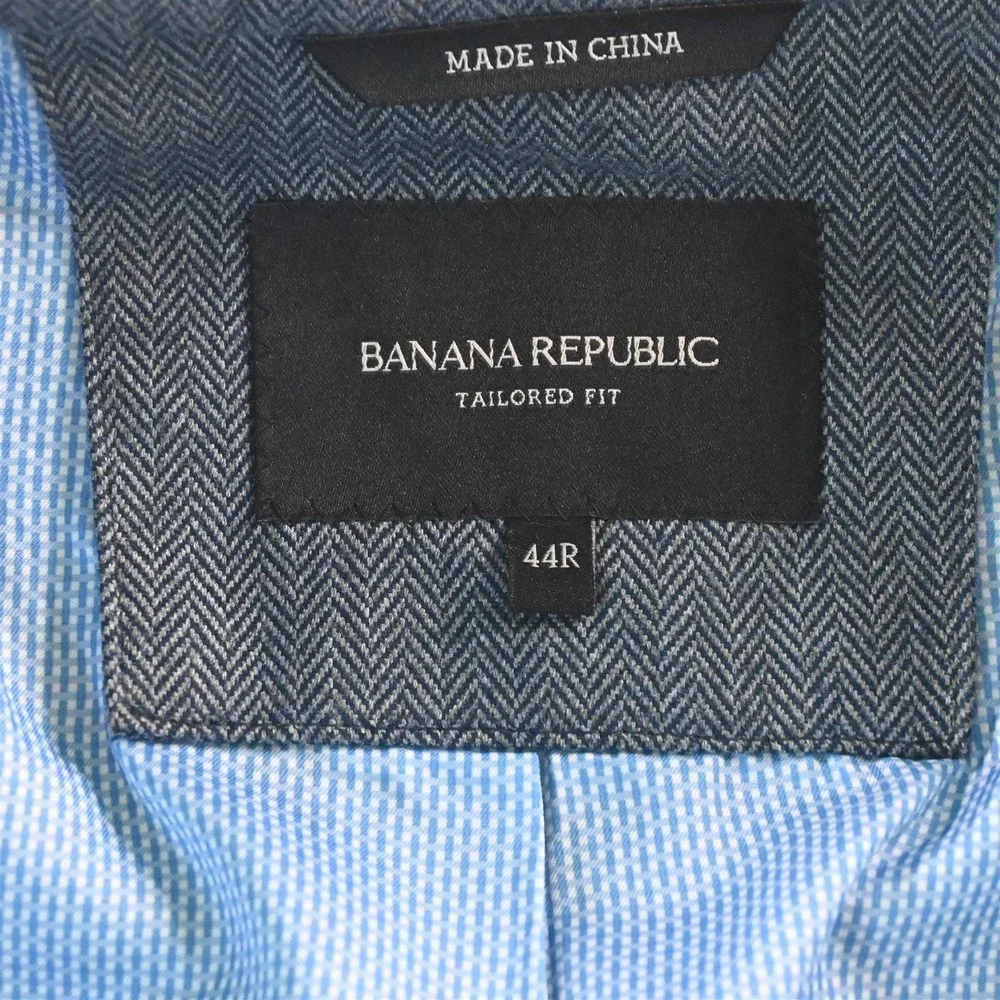 Banana Republic 44R 932401 Blue Herringbone Mens Blazer Suit Jacket Sport Coat‎